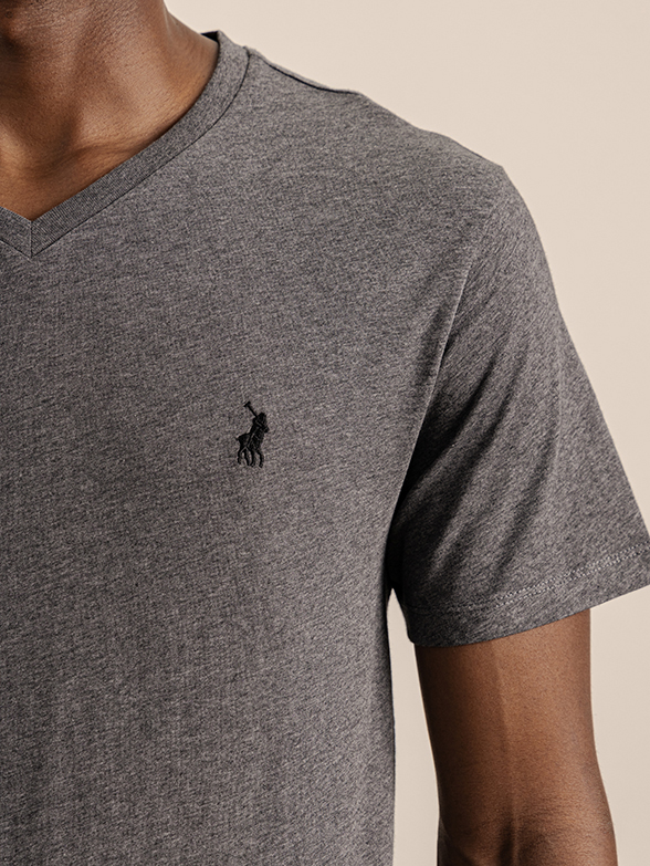 Polo Mens V Neck Charcoal T-Shirt | Polo SA