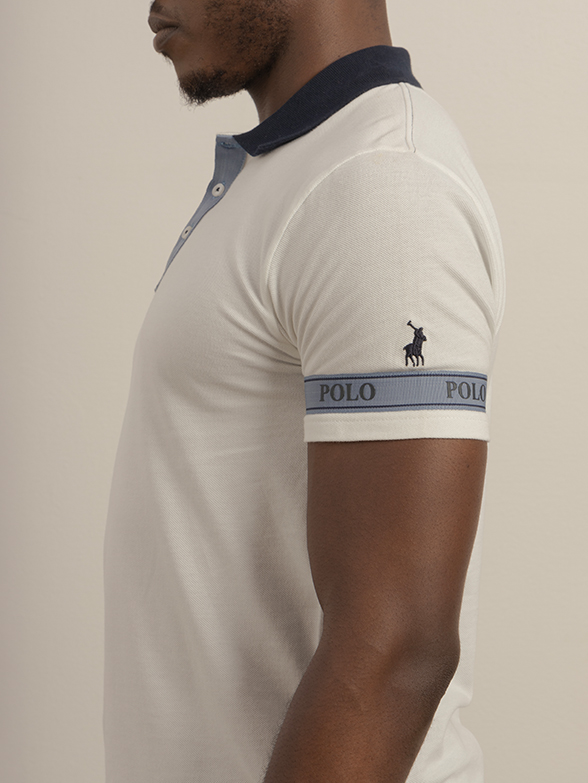 Men’s Logo Printed White Short Sleeve Golfer