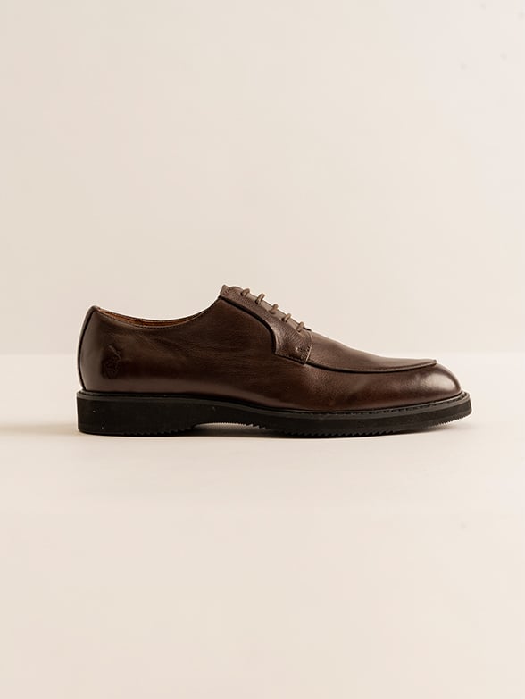 Polo Pebbled Derby Brown Mens Lace Up Shoes | Polo SA