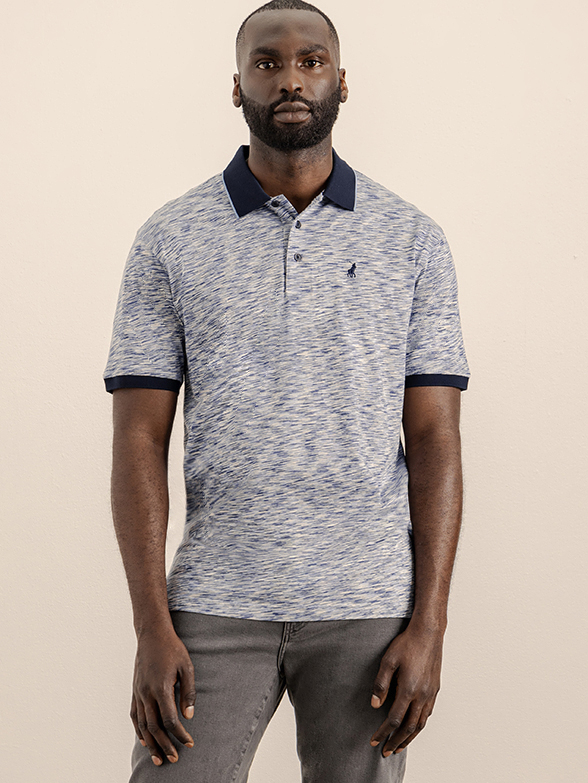 Mens Printed Double Mercerised Golfer - Front View