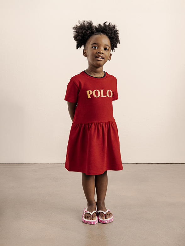 Polo Girls Mia Printed Textured Red Dress | Polo SA