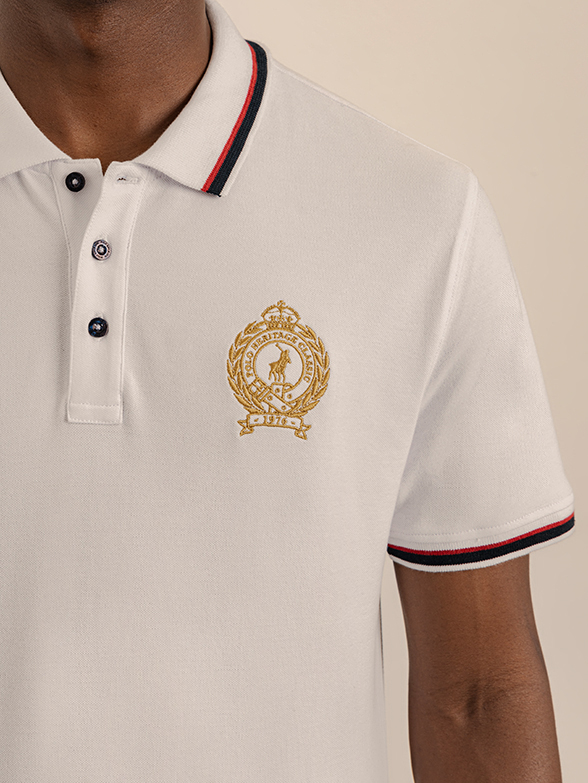 Mens Crest Embroidery Golfer Shirt - Zoom Front Left Shoulder