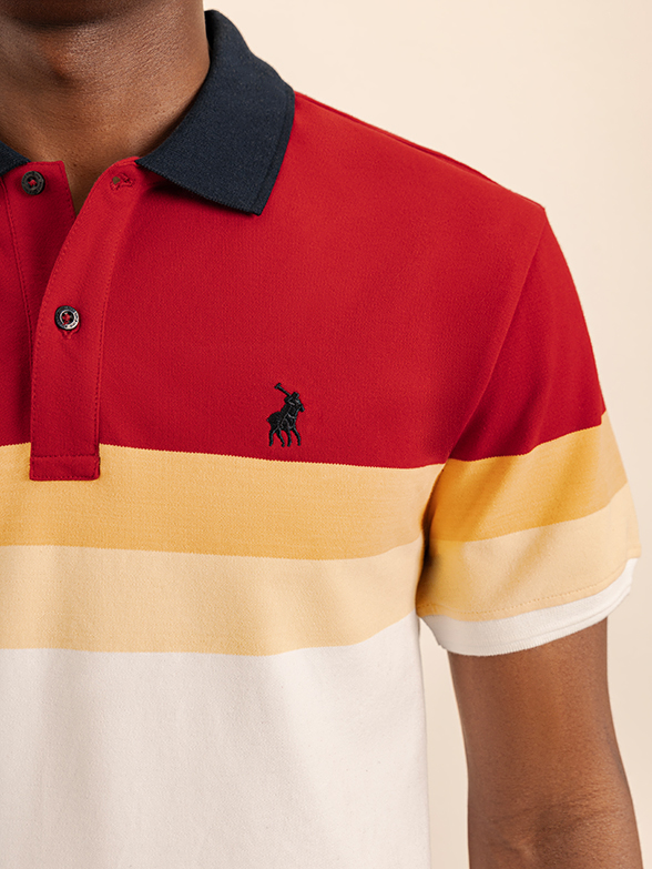 Mens Ombre Stripe Golfer Shirt - Front Left Shoulder