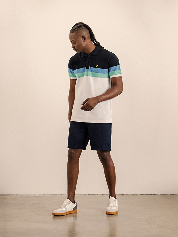 Mens Ombre Stripe Golfer Shirt - Front View