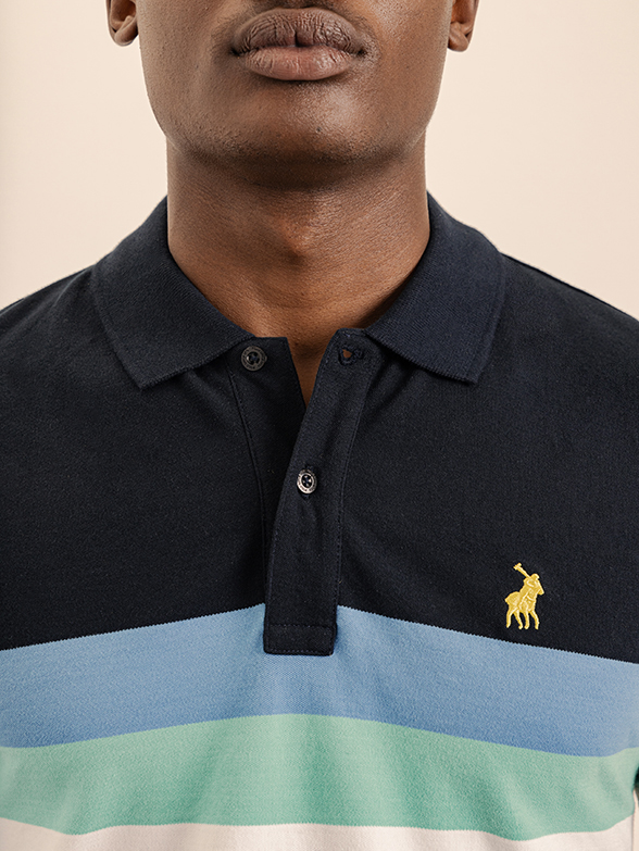 Mens Ombre Stripe Golfer Shirt - Zoom Front View