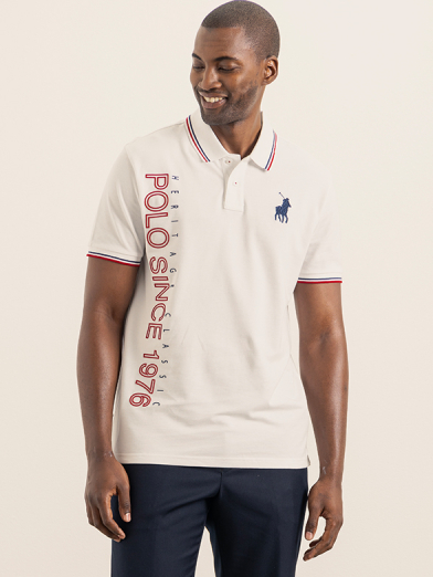 Mens Short Sleeve Logo Printed Golfer