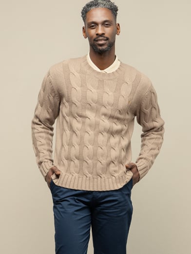 Mens Long Sleeve Chunky Cable Knitwear