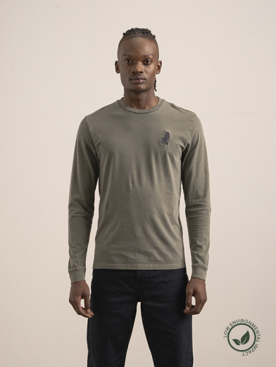Men’s Overdyed Printed Long Sleeve T-Shirt
