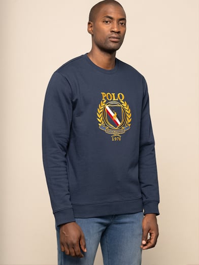 Mens Long Sleeve Brushed Crest Sweater