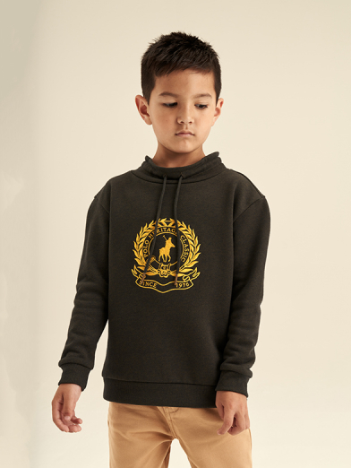 Boys high neck crested sweater
