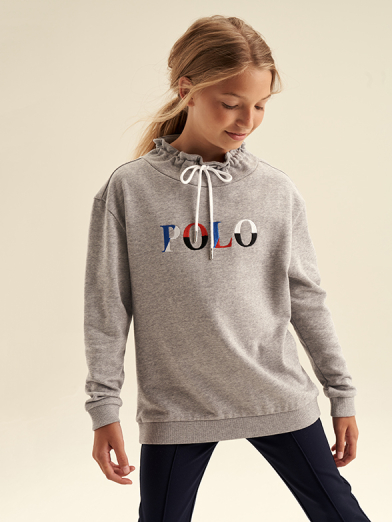 Girls embroidered high neck sweater