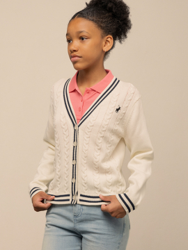 GIRLS CABLE KNITTED CARDIGAN