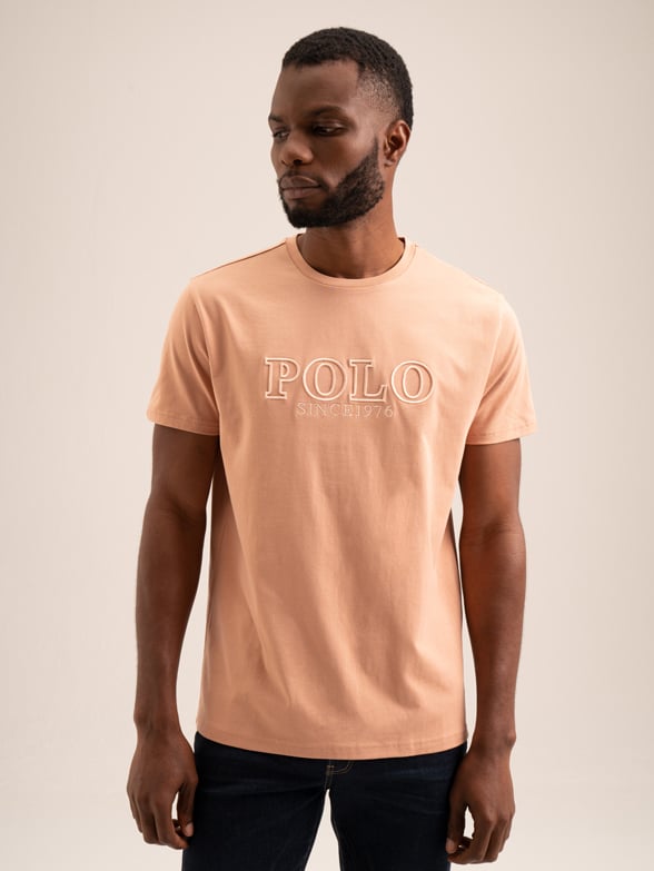Polo Logo Embroidered Nude Mens T-Shirt