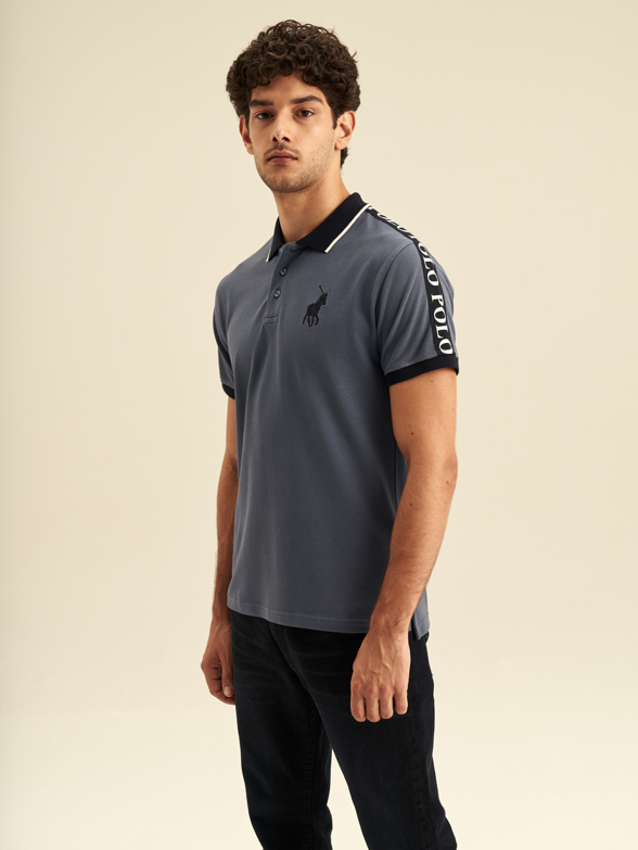 Shop Polo Taped Big Pony Blue Men's Golfer T-Shirt | Polo SA
